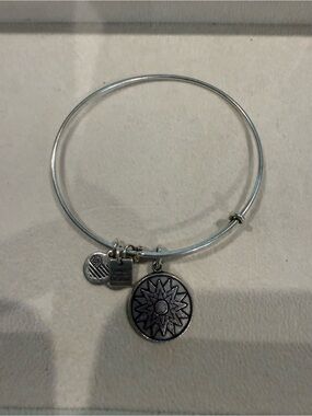 Alex and Ani Silver Sunburst Charm Bangle Bracelet